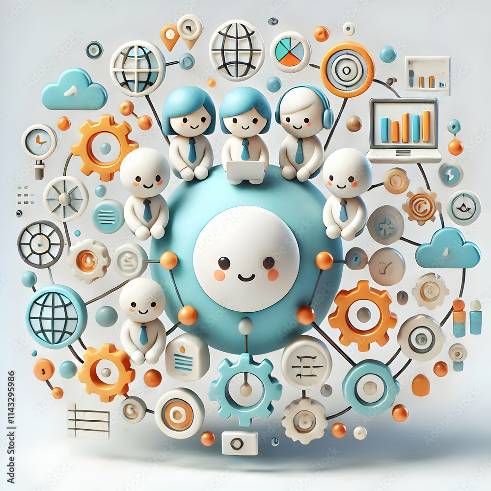 3D Soft Abstract Digital Art of Collaborative Innovation in Business with Ample Copy Space for Text and Branding 3D Soft Abstract Digital Art of Collaborative Innovation in Business with Ample Copy Space for Text and Branding