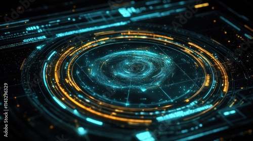 Wallpaper Mural Abstract futuristic HUD interface with glowing circular elements. Torontodigital.ca