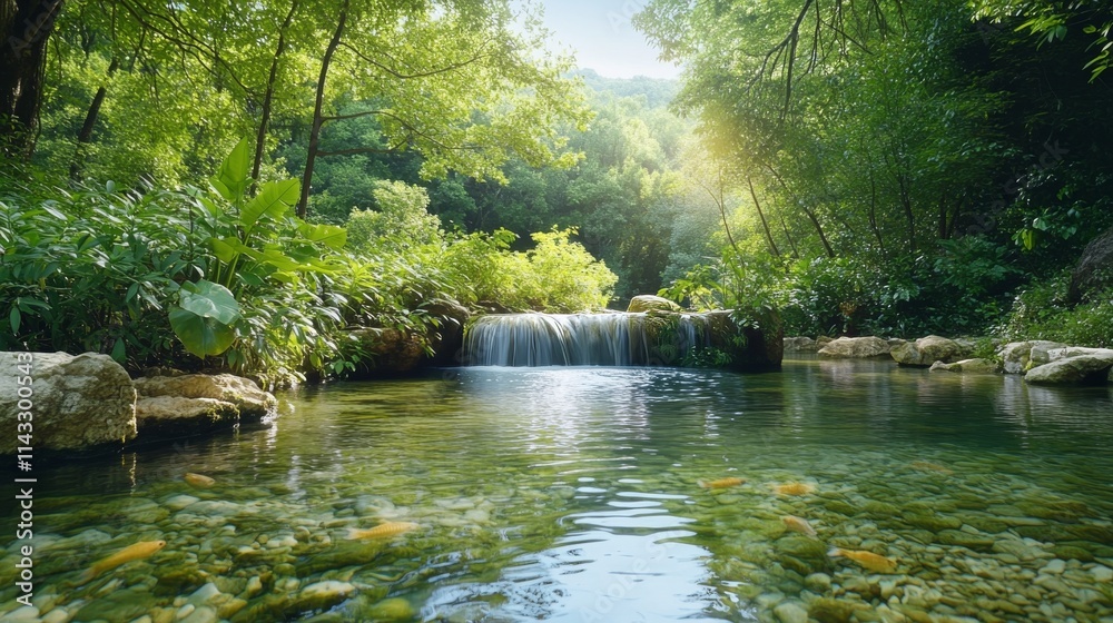 Obraz premium Serenity of Forest Waterfall
