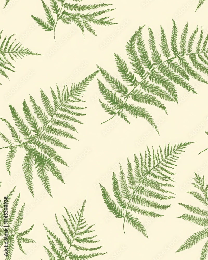 Seamless Botanical Fern and Foliage Pattern Design Seamless Botanical Fern and Foliage Pattern Design