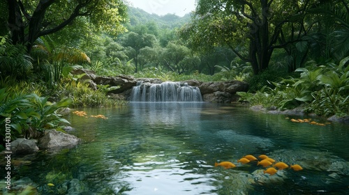 Pond Serenity Waterfall Escape photo