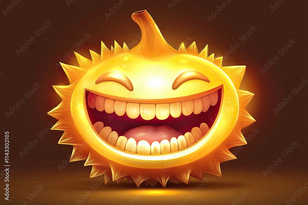 Fototapeta premium A Happy Smiling Golden Durian Fruit Character