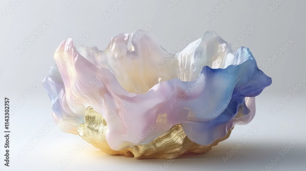 Abstract pastel bowl with gold base. Abstract pastel bowl with gold base.