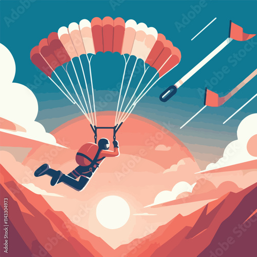 vector image of a person parachuting