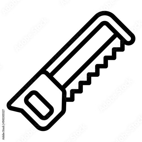 Hacksaw outline icon for cutting woods in carpentry and construction