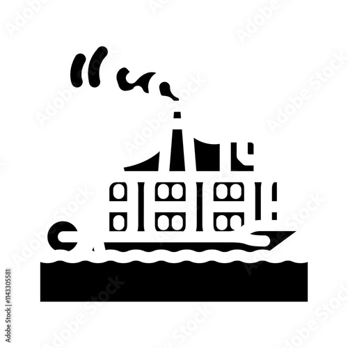 steam boat industry glyph icon vector. steam boat industry sign. isolated symbol illustration