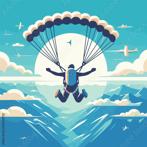 vector image of a person parachuting