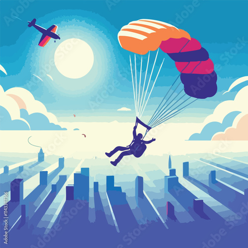 vector image of a person parachuting