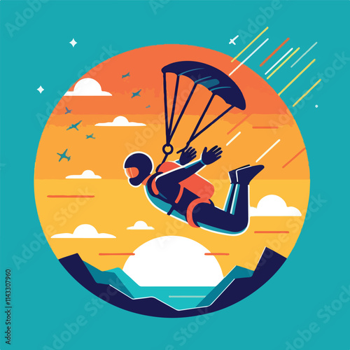 vector image of a person parachuting