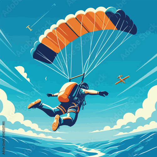 vector image of a person parachuting