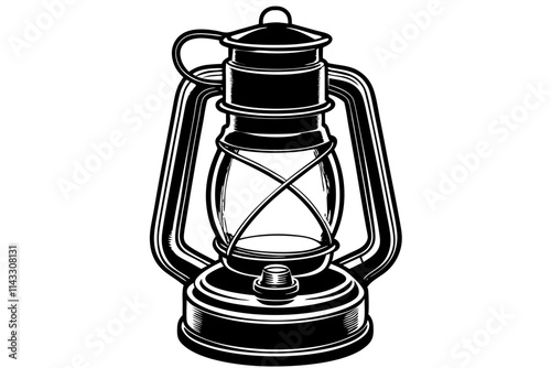 Old kerosene vintage kerosene lamp on white background vector illustration