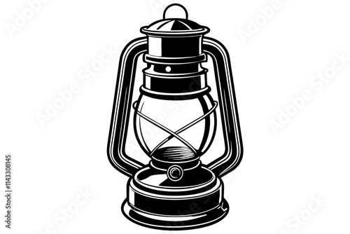 Old kerosene vintage kerosene lamp on white background vector illustration