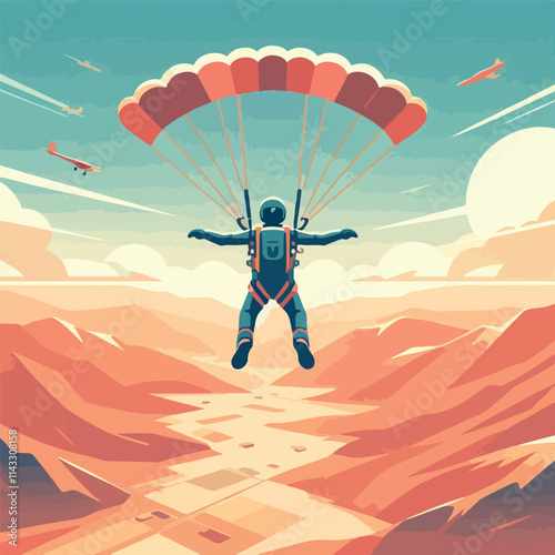 vector image of a person parachuting