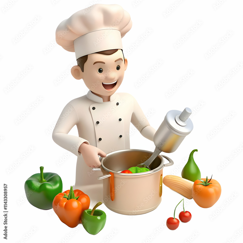 Joyful Eating: Cook Prepares Fresh Ingredients, Chopping Peppers, Simmering Broth with Balanced Flavors in Healthy Cooking Concept Joyful Eating: Cook Prepares Fresh Ingredients, Chopping Peppers, Simmering Broth with Balanced Flavors in Healthy Cooking Concept