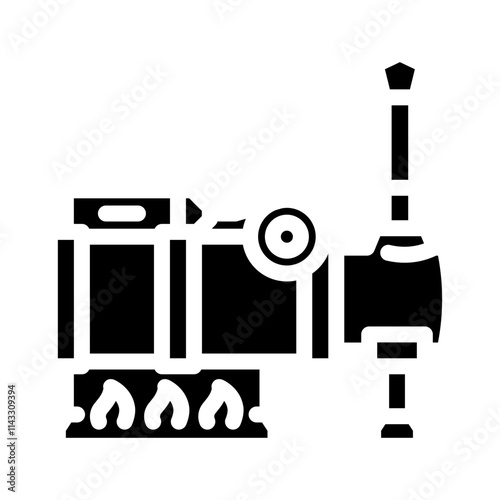 steam powered pump industry glyph icon vector. steam powered pump industry sign. isolated symbol illustration