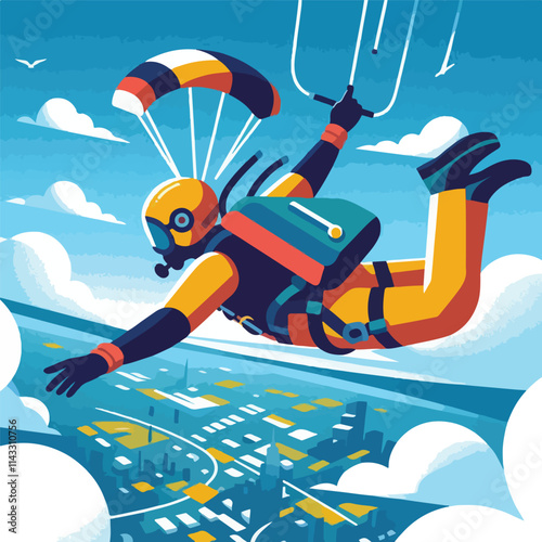 vector image of a person parachuting