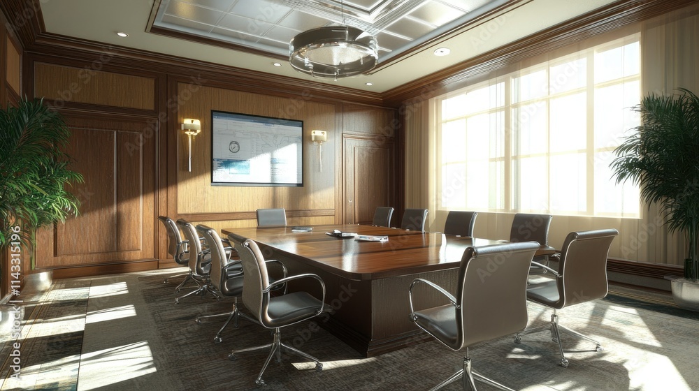 Fototapeta premium Modern Conference Room with Elegant Design and Natural Light