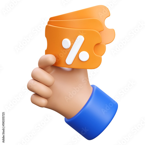 3d render hand holding coupon