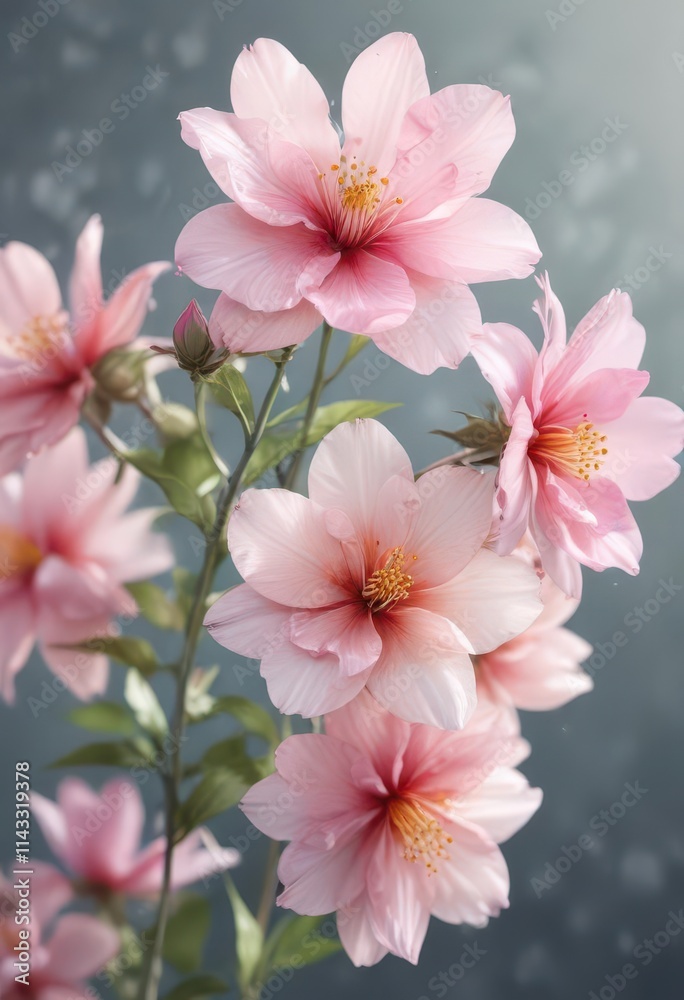 Delicate watercolor blooms, vibrant hues, soft petals , image, graphic Delicate watercolor blooms, vibrant hues, soft petals , image, graphic