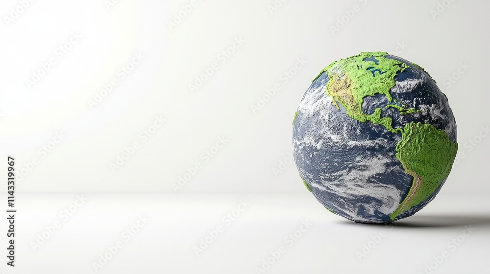 Colorful 3D Model of Earth Showing Continents and Oceans with Clean Background for Global Themes and Concepts Colorful 3D Model of Earth Showing Continents and Oceans with Clean Background for Global Themes and Concepts