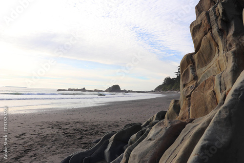 Washington State Beach with rock formation in the foreground