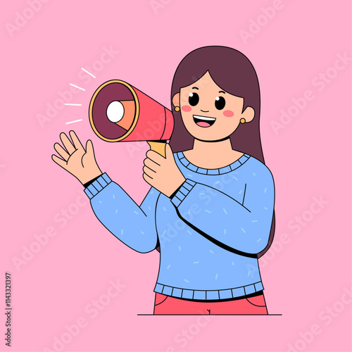 woman speaking with loudspeaker