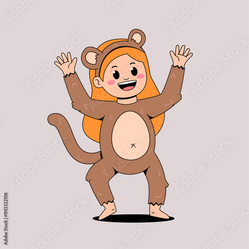 Cute girl wearing monkey costume