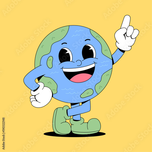 Retro cartoon earth mascot