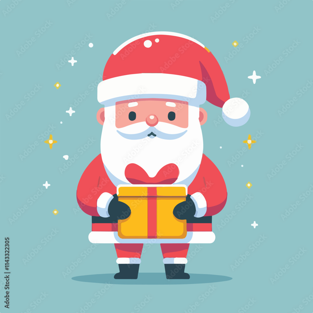 Obraz premium vector image of cute santa claus bringing gifts