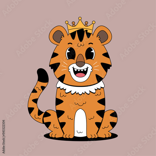 Cartoon tiger with crown  photo