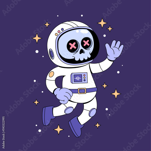 Cartoon skull astronaut