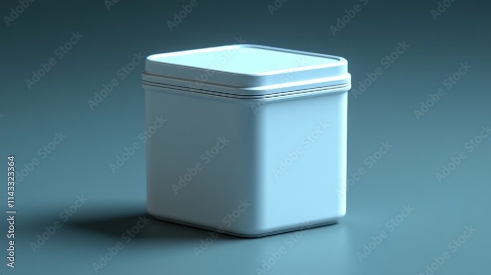 A simple white square container with a lid, suitable for storage or packaging. A simple white square container with a lid, suitable for storage or packaging.