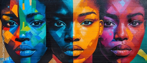 Wallpaper Mural A vibrant mural depicting social justice themes, diverse figures advocating for equality, urban street art style, bright colors, powerful social message, ultrarealistic texture Torontodigital.ca