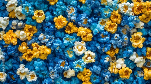 Colorful Popcorn Blue Yellow White Kernels