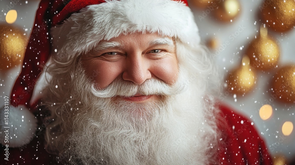 White Chrismas greetings card with Santa Claus and chrismas decorations. Copy space for text White Chrismas greetings card with Santa Claus and chrismas decorations. Copy space for text