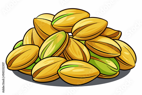 Pile of pistachios on white background vector illustration