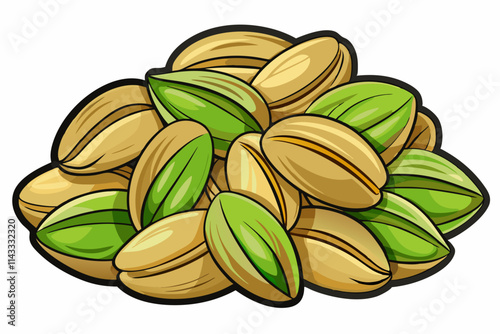 Pile of pistachios on white background vector illustration