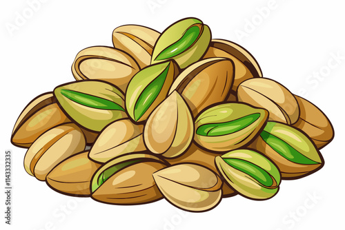 Pile of pistachios on white background vector illustration