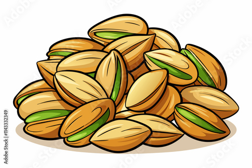 Pile of pistachios on white background vector illustration