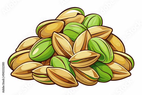 Pile of pistachios on white background vector illustration