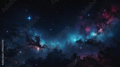 Space galaxy night cloudy sky background