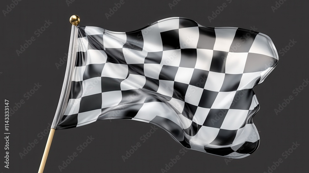 Fototapeta premium Checkered Flag Waves for Victory with a Transparent Background