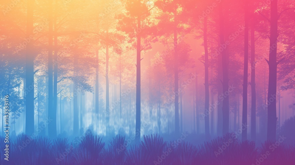 AI-generated image of a vibrant forest scene with radiant pink, orange, and blue gradient lighting, creating a dreamy and ethereal atmosphere. Ideal for fantasy, nature, and surreal concepts. AI-generated image of a vibrant forest scene with radiant pink, orange, and blue gradient lighting, creating a dreamy and ethereal atmosphere. Ideal for fantasy, nature, and surreal concepts.