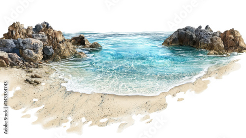 Fototapeta Naklejka Na Ścianę i Meble -  Tropical beach with palm tree transparent background