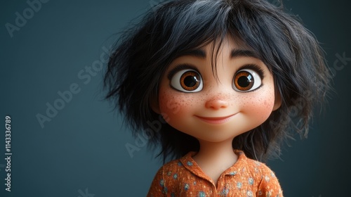 An amiable, Latin tyke with raven locks and ebony eyes isolated on a pristine background.