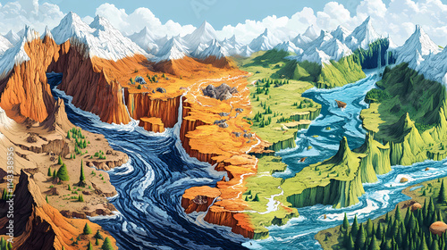 Plate tectonics: geological theory explaining earth's lithospheric plate movement, shaping continents, mountains, ocean basins, and seismic activity. Seismic. Illustration