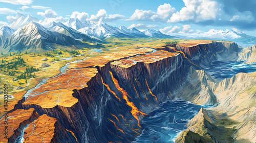 Wallpaper Mural Plate tectonics: geological theory explaining earth's lithospheric plate movement, shaping continents, mountains, ocean basins, and seismic activity. Seismic. Illustration Torontodigital.ca