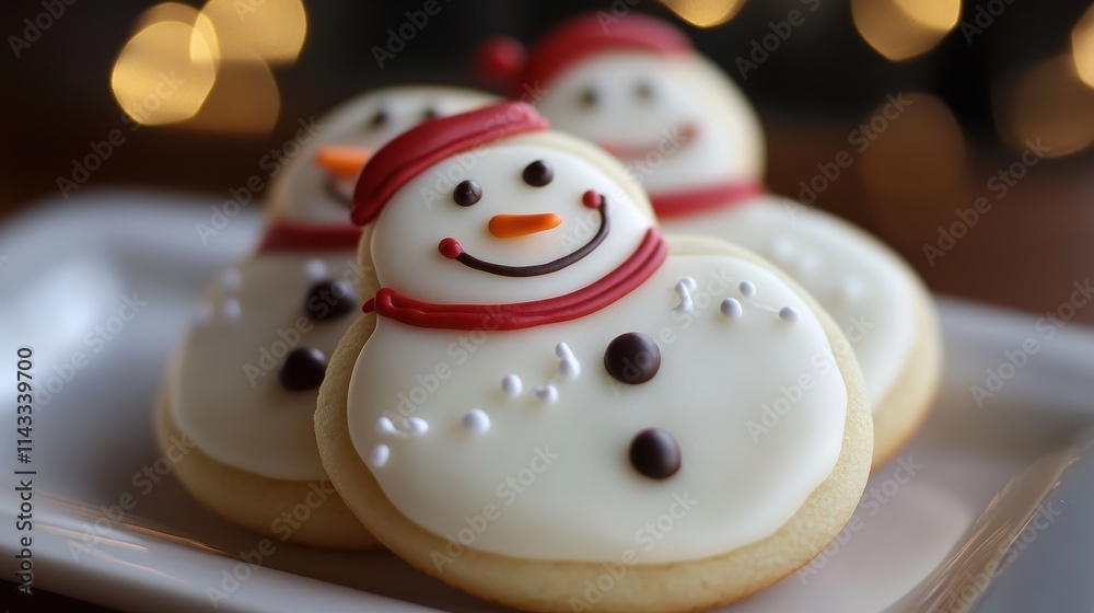 Snowman on top of chrismas cookies. Snowman on top of chrismas cookies.