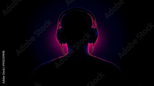 Silhouette Person Wearing Headphones