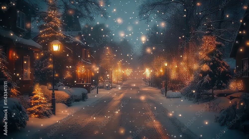 Grafika na kartkę bożonarodzeniową. Posiada Mikołaja, choinkę, miasto w śniegu lub napis - Happy Christmas albo Merry Christmas Grafika na kartkę bożonarodzeniową. Posiada Mikołaja, choinkę, miasto w śniegu lub napis - Happy Christmas albo Merry Christmas